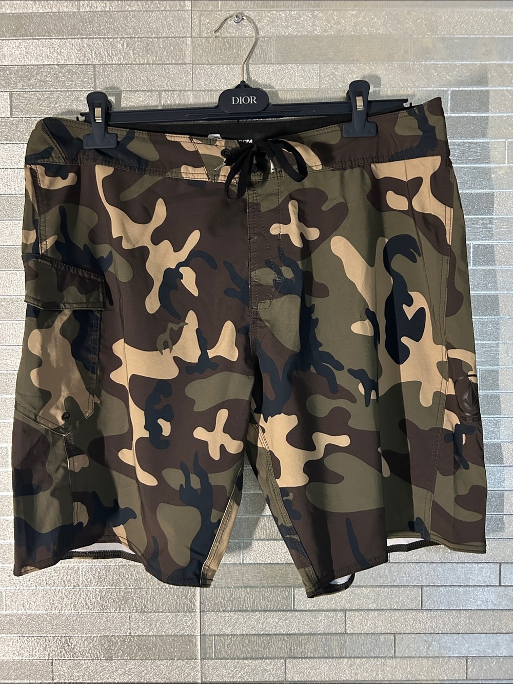 Volcom Men's Camo Board Shorts in Olive, Tan, Black 38